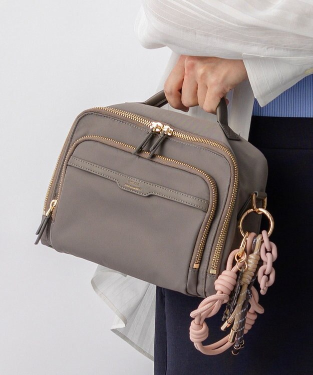 23区 ナイロン 2WAY ショルダーバッグ グレージュ系