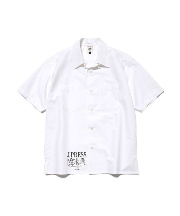 J.PRESS MEN 【AaronChang】【UNISEX】コットンダンガリー オープンカラーシャツ / Baggy-Fit ホワイト系