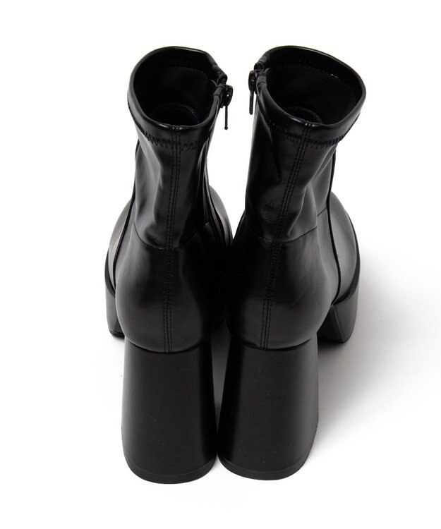 WEGO ストーム付きワイドヒールショートブーツ ブラック