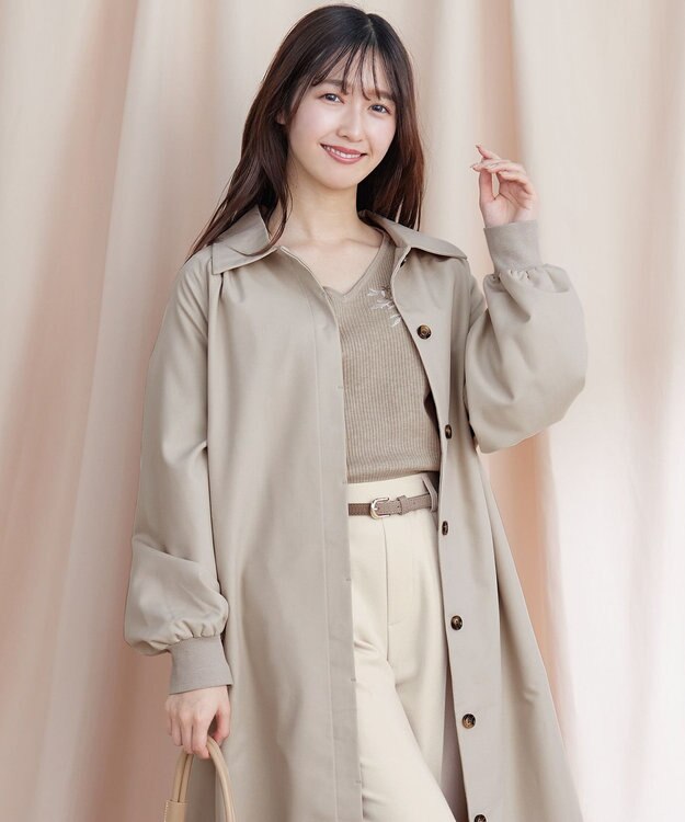 Tiaclasse 【洗える】刺繍リブニットトップス ベージュ