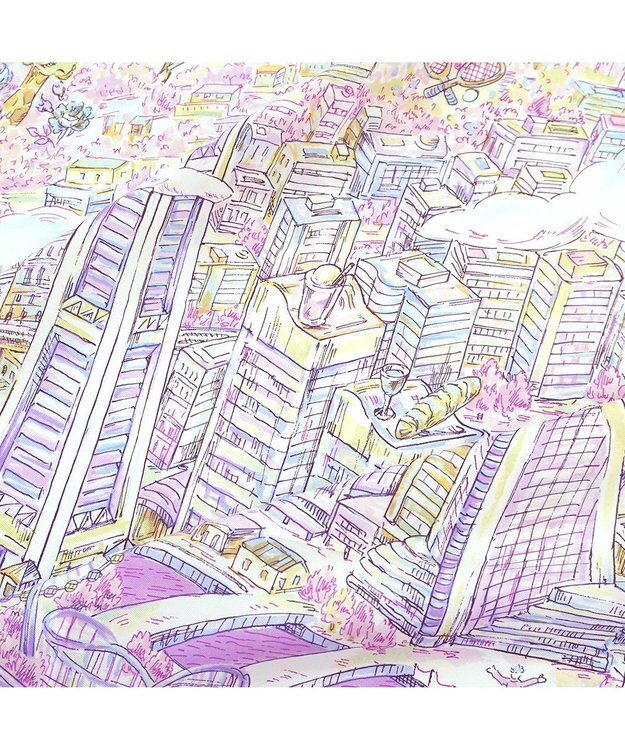 Marca 【伝統横濱スカーフ】YOKOHAMA MINATOMIRAI  大判 シルクツイル スカーフ ピンク