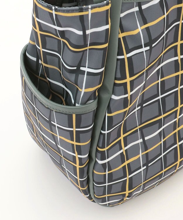 Y'SACCS ドローイングチェックトートバッグ グレー