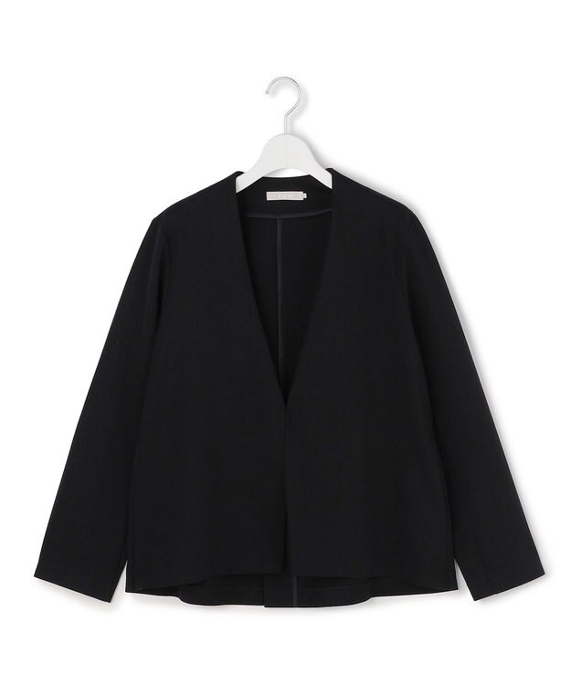 ICB L ナイロンストレッチポンチ ノーカラージャケット ブラック