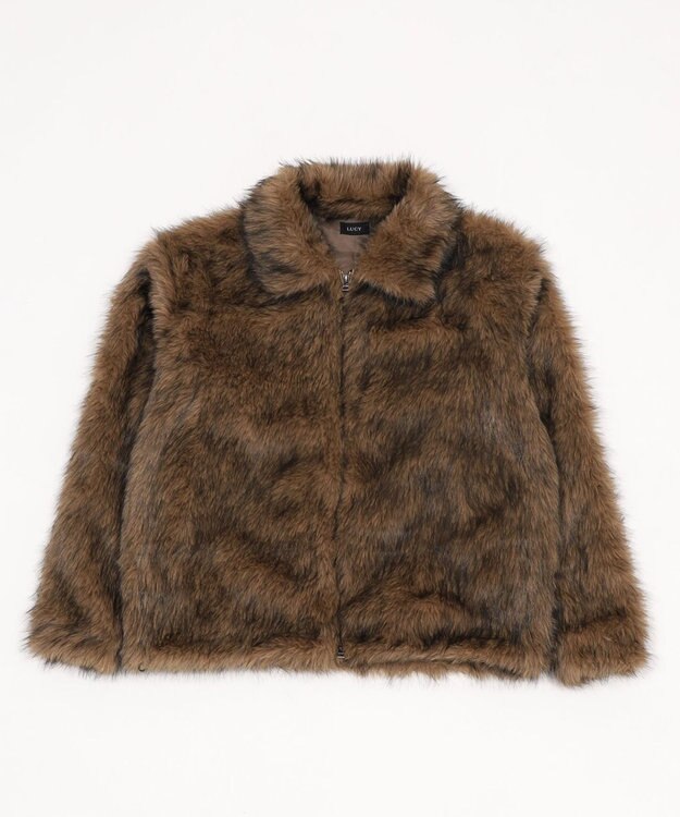 WEGO フェイクファーZIPブルゾン ブラウン