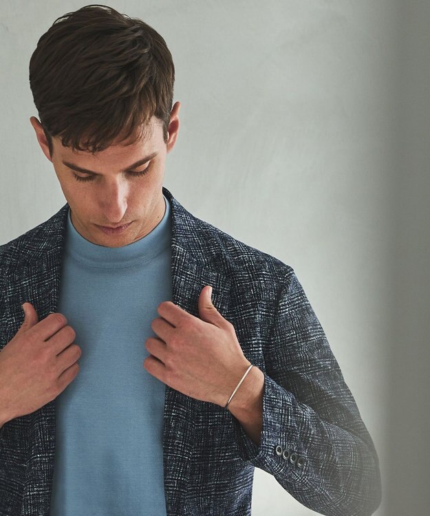 GOTAIRIKU 綿とポリのいいとこどり【洗濯機可】テーラード DRESS BIZ ニットTシャツ サックスブルー系