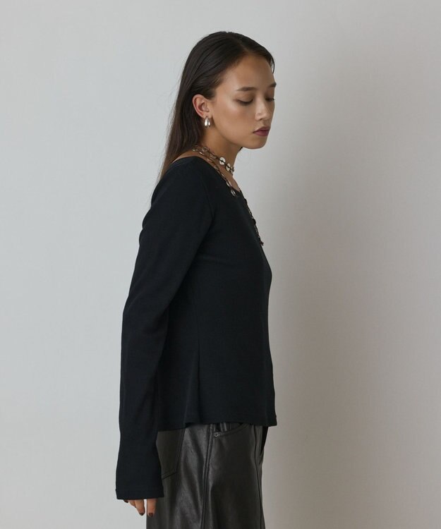 GRACE CONTINENTAL ウ－ルコットンテレコトップ ブラック