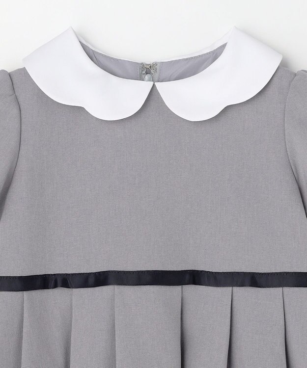 ANY KIDS 【2点セット】ノーカラー ボレロジャケット+襟付き ワンピース グレー