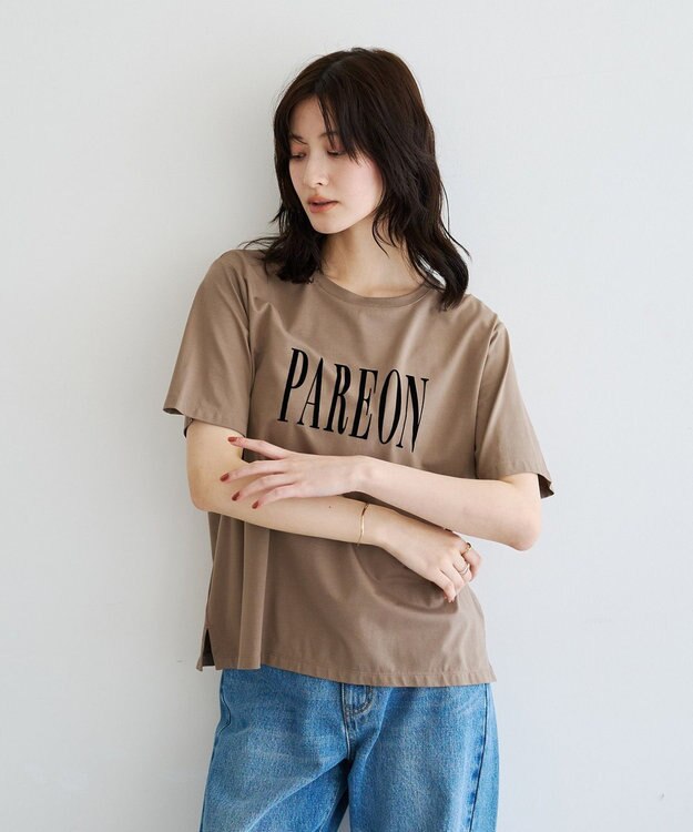 YECCA VECCA フロッキーロゴTee Dark Beige