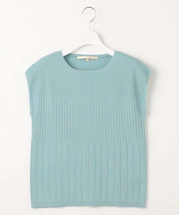 自由区 【XSサイズ～/洗える/セット可】ハイツイストコットンアセテート フレンチスリーブニット ミント系