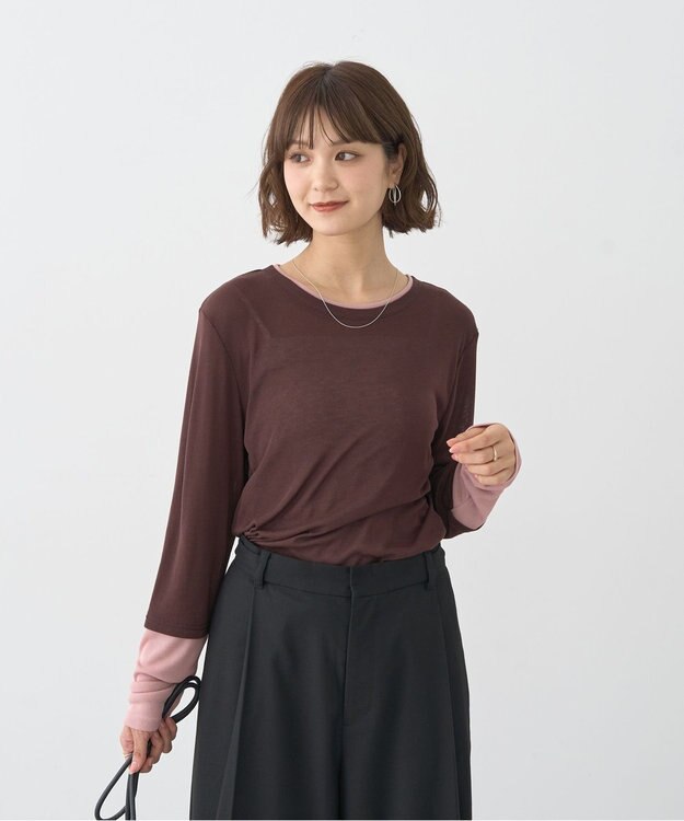 earth music&ecology レイヤードシアープルオーバー Brown