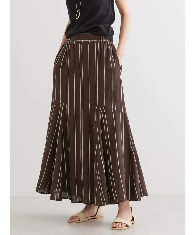 AMERICAN HOLIC リネンブレンドストライプマーメードスカート Stripe Brown