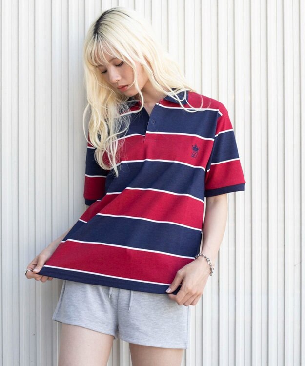 WEGO 【ユニセックス着用ITEM】ワンポイントボーダーポロ（SS） ワイン
