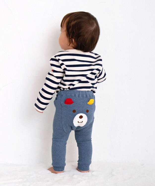 MIKI HOUSE HOT BISCUITS 【70-100cm】 顔ドン のびのび ベビースパッツ インディゴブルー