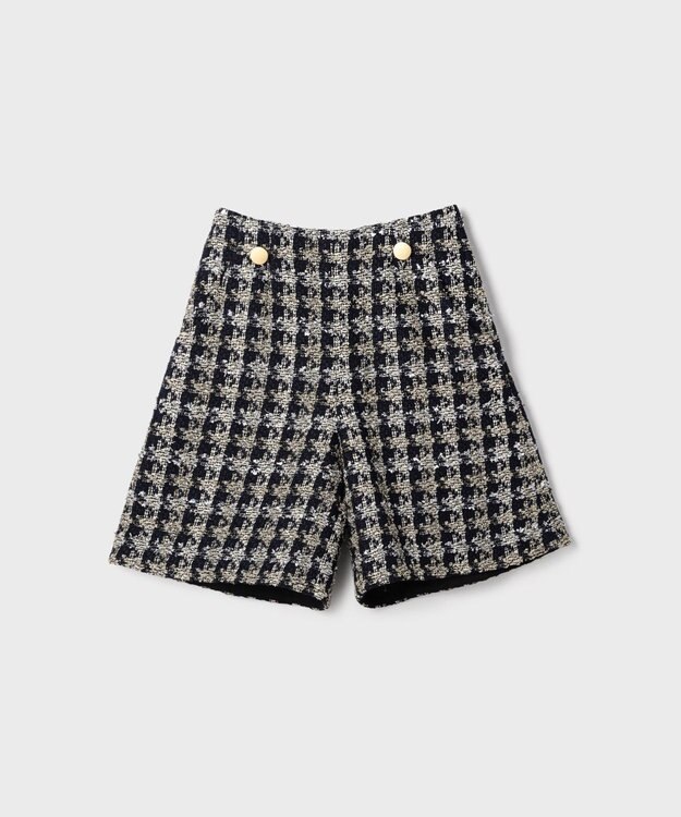 GRACE CONTINENTAL シャイニーツイードハーフパンツ ネイビー