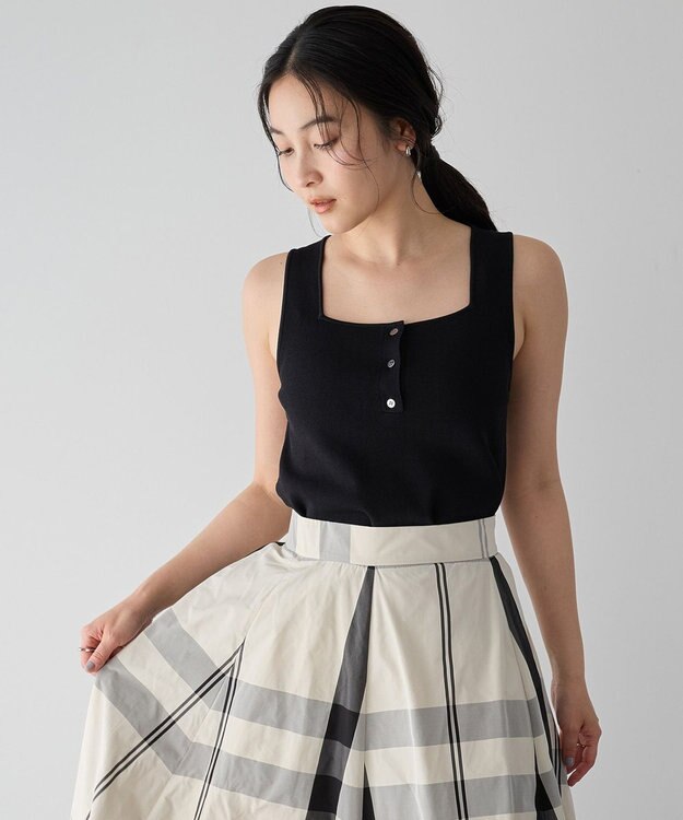 YECCA VECCA [UVカットマシンウォッシャブル]アンサンブルニット Black