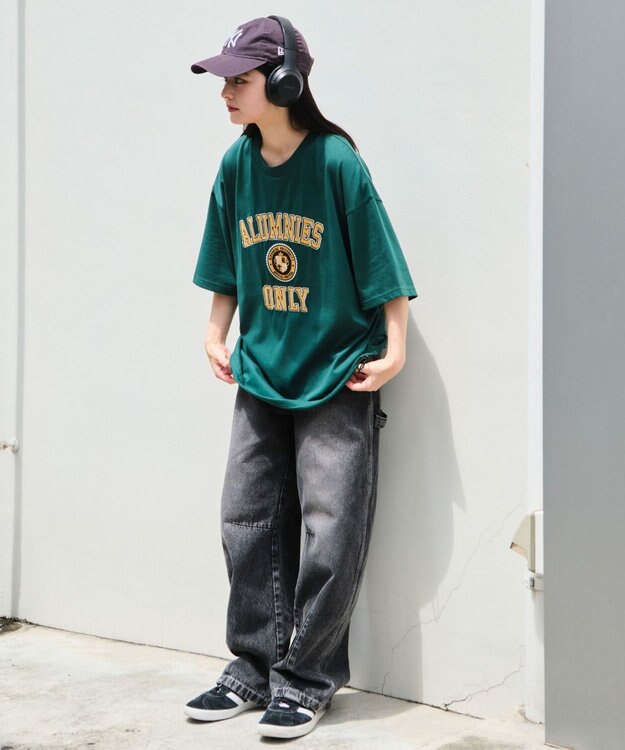 WEGO 【接触冷感/ユニセックス着用ITEM】カレッジロゴグラフィックT（SS） ダークグリーン