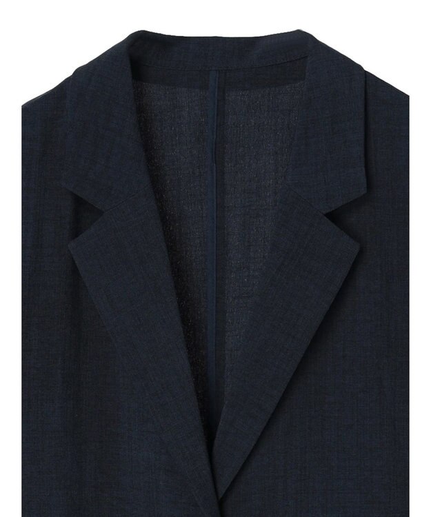 earth music&ecology リネンライク５分袖ジャケット Navy