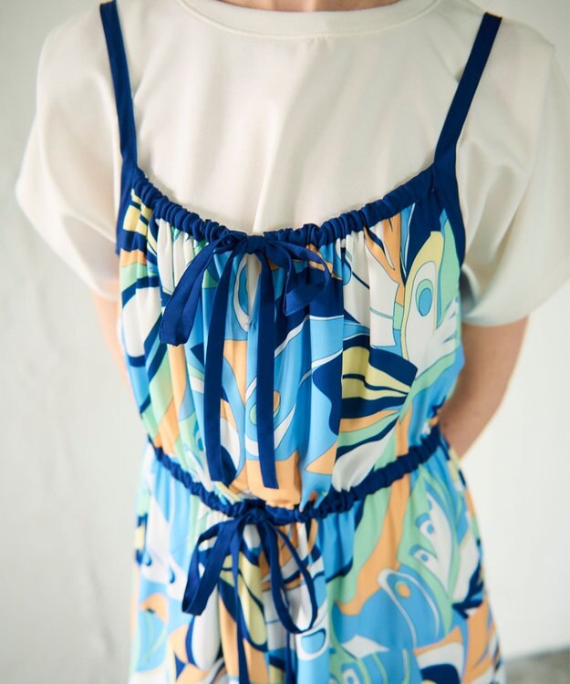 GRACE CONTINENTAL キカバードプリントワンピース ブルー