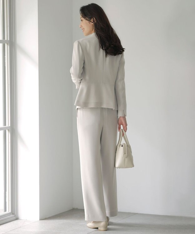 J.PRESS LADIES 【セットアップ対応】セラテリーダブルクロス ノーカラー ジャケット グレージュ系