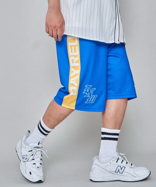 WEGO 【ユニセックス着用ITEM/ウエストゴム/MLサイズ展開】メッシュライングラフィックショーツ ブルー