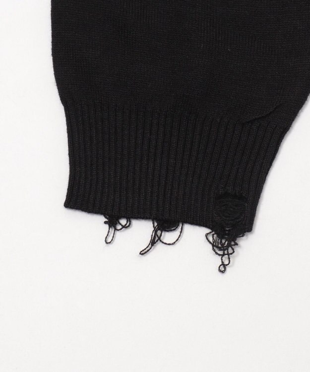 WEGO 【ユニセックス着用ITEM】ダメージジャガードカーディガン ブラック