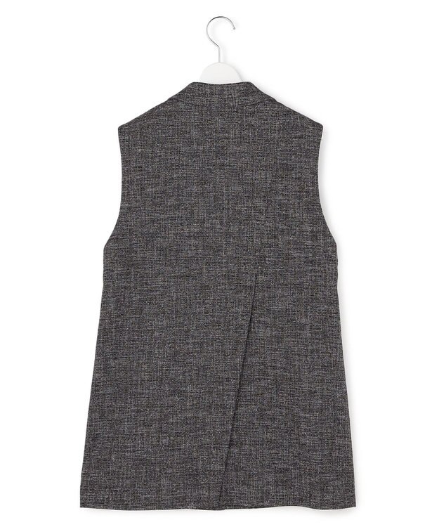 ICB L ミックスブッチャー バックスリットジレ ブラック×オフホワイト