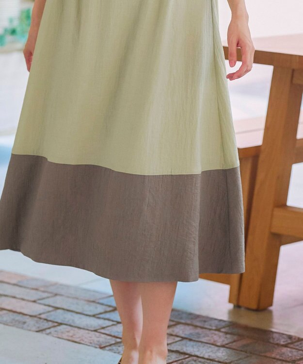 Tiaclasse 【洗える】 配色Aラインサックワンピース ミント