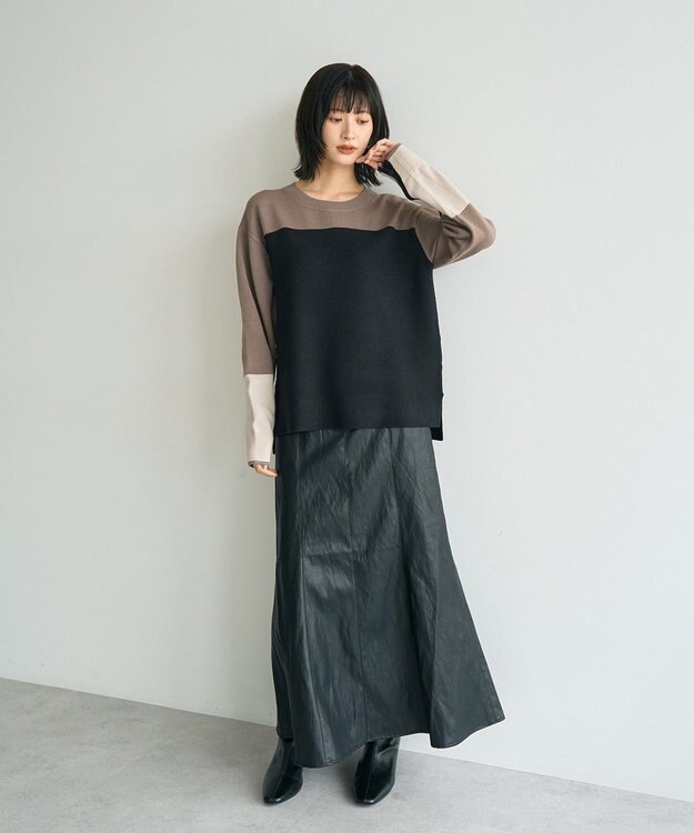 YECCA VECCA レザーライクマーメイドスカート Black