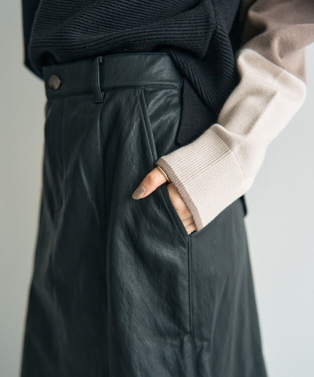 YECCA VECCA レザーライクマーメイドスカート Black