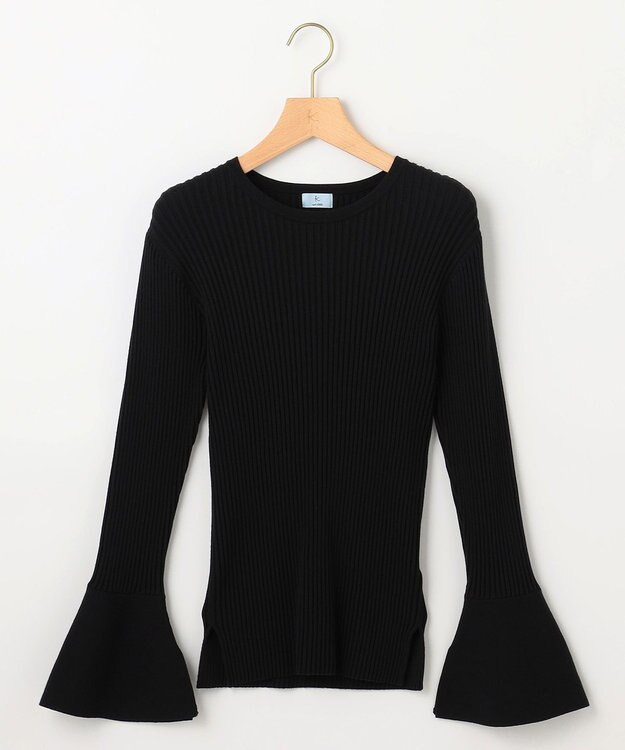組曲 【WEB限定】ELENAフレアスリーブ リブニット ブラック系