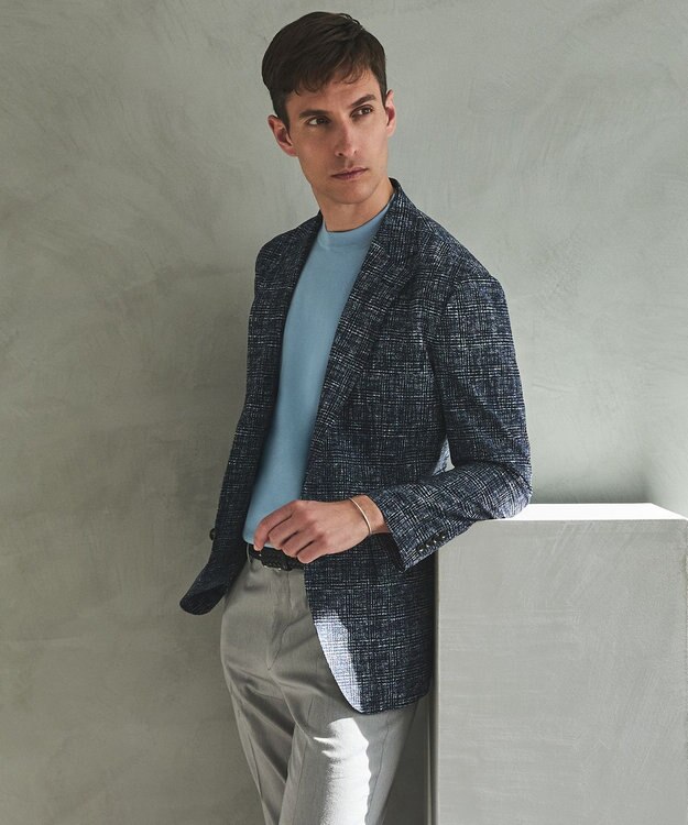 GOTAIRIKU 綿とポリのいいとこどり【洗濯機可】テーラード DRESS BIZ ニットTシャツ サックスブルー系