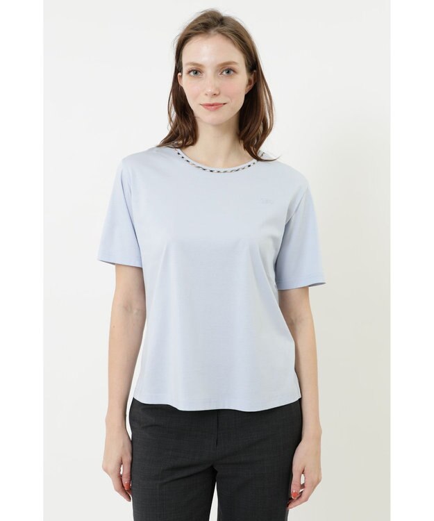 DAKS クールローレル丸首カットソー ライトブルー