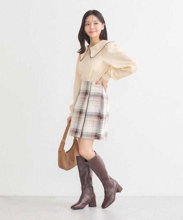 earth music&ecology 配色ピコレースブラウス Light Beige