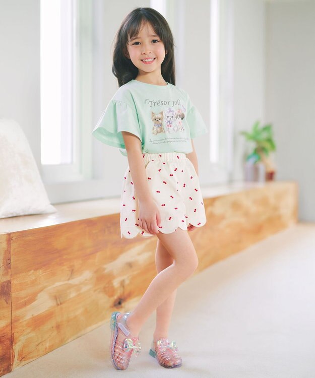 ANY KIDS 【洗濯機可能】スカラップショートパンツ エクリュ（サクランボ×ドット）