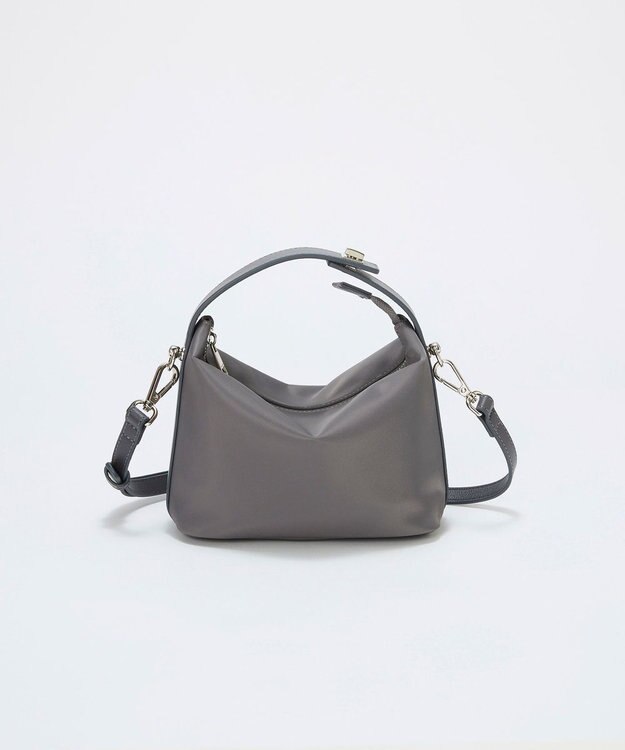 TOPKAPI 【TREASURE TOPKAPI】ナイロン レザーコンビ ハンドルオープン ミニ ショルダーバッグ ミディアムグレー