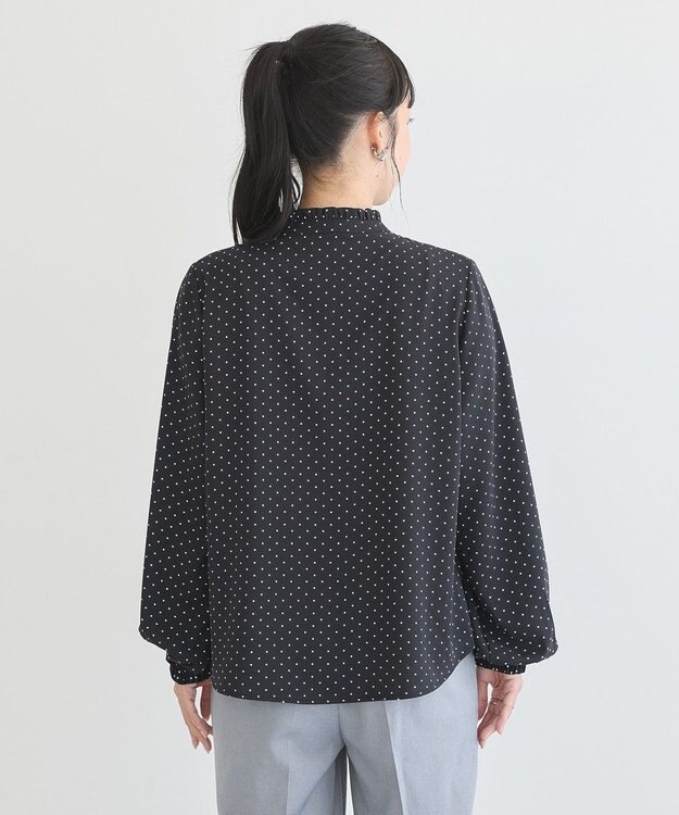 earth music&ecology フリルピンタックブラウス Dot Black