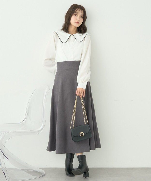 earth music&ecology 配色ピコレースブラウス Off White