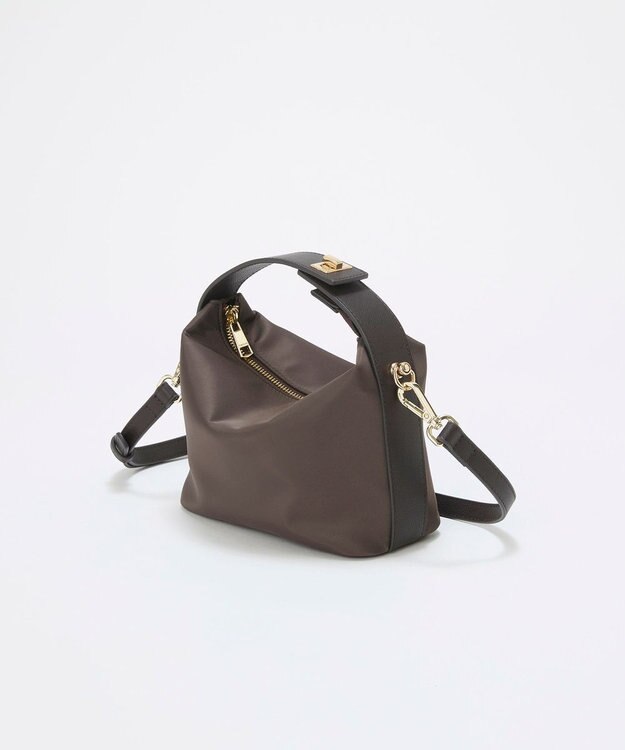 TOPKAPI 【TREASURE TOPKAPI】ナイロン レザーコンビ ハンドルオープン ミニ ショルダーバッグ チョコレート