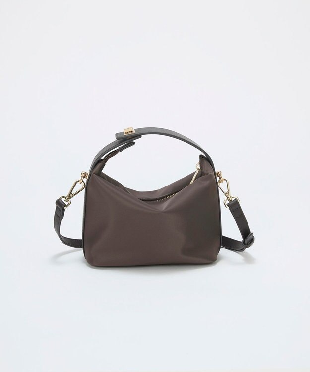 TOPKAPI 【TREASURE TOPKAPI】ナイロン レザーコンビ ハンドルオープン ミニ ショルダーバッグ チョコレート