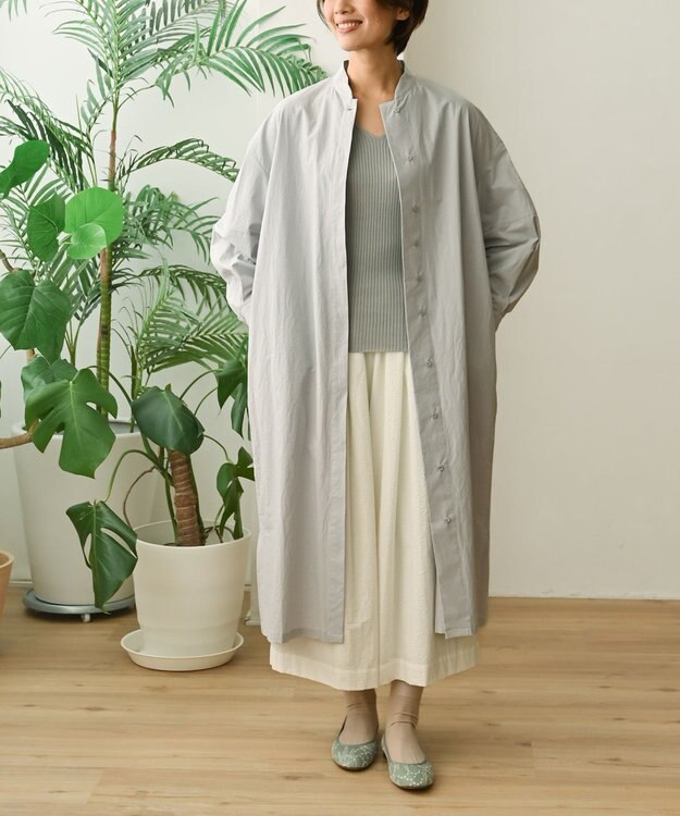 muuc 〈2WAY〉〈遠州織物の工場で織られた上質なコットン生地〉スタンドカラー 羽織り＆シャツワンピース ライトグレー