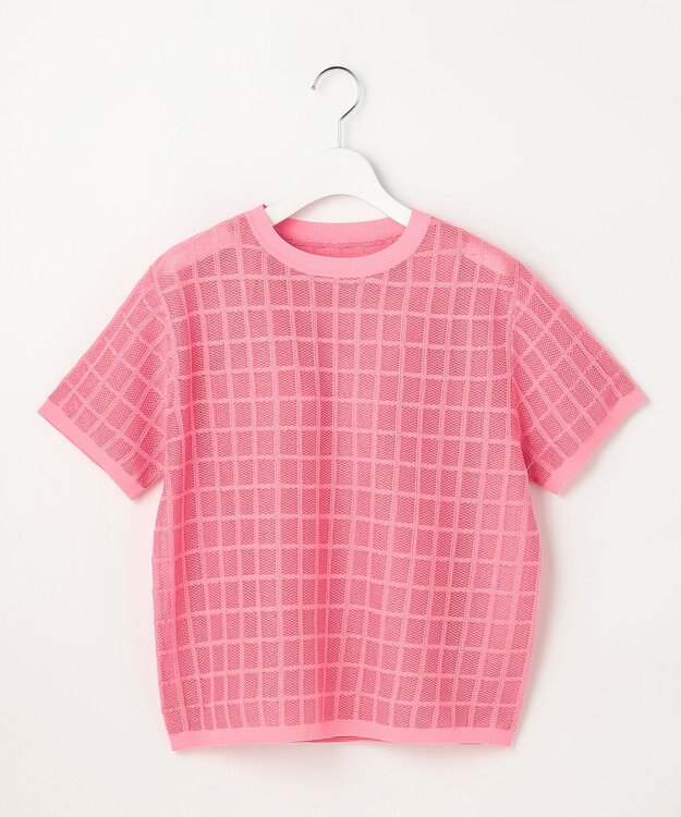 自由区 L 【ワコールコラボ・2点SET】シアーチェックニット プルオーバー ピンク