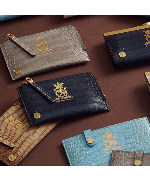 A.D.M.J. 【牛革】クロコ型押しオーガナイザーパース GRIGIO