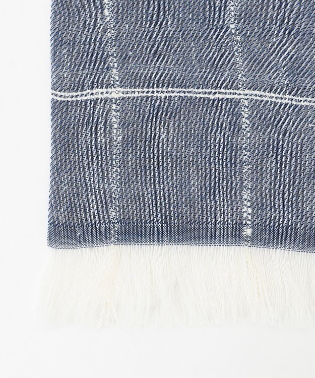 JOSEPH ABBOUD 【イタリア製】スラブチェックジャガード ストール ネイビー系4