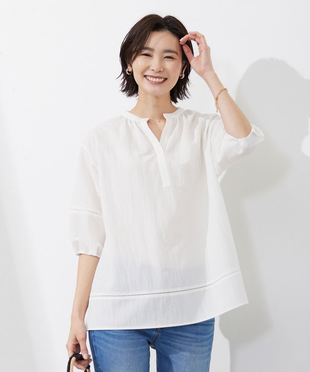 J.PRESS LADIES L ナチュラルジャージー カットソー ホワイト系