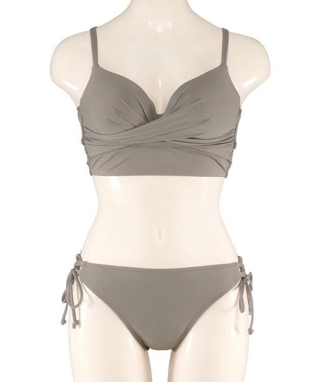 San-ai Resort（三愛水着楽園） 【WEB限定商品】【UPF50＋】ワコール共同開発ノンワイヤーなのにぷっくり美胸を作る【ダブルアップ】　ノンワイヤービスチェビキニ M1 M2 L1　　【San-ai Resort（サンアイリゾート）】 ブラウン