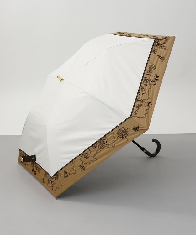 AURORA Beaurance （ビューランス） 切継ぎ刺繍晴雨兼用パラソル（2段折り畳み・トップフラット） クリーム