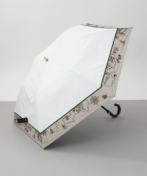 AURORA Beaurance （ビューランス） 切継ぎ刺繍晴雨兼用パラソル（2段折り畳み・トップフラット） ホワイト