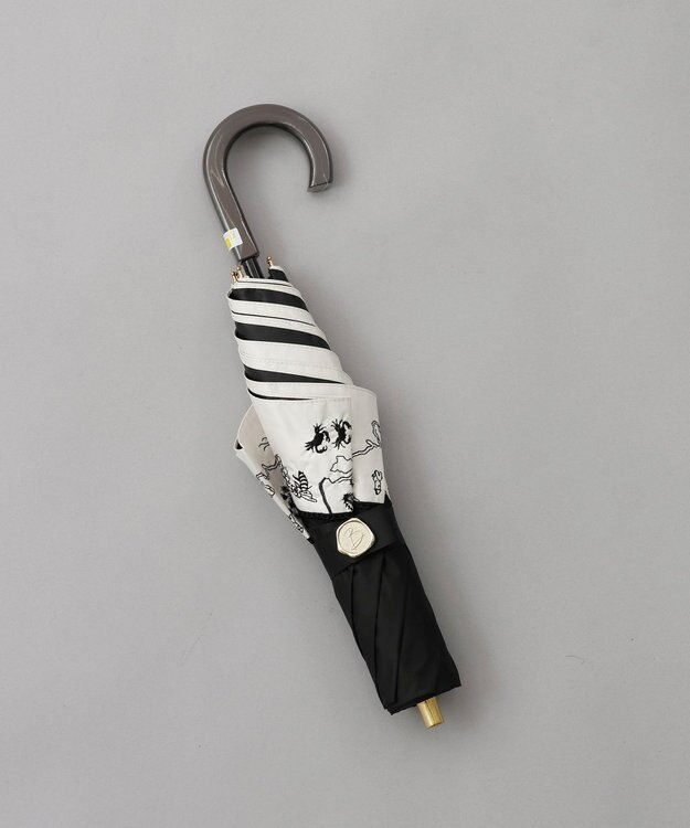 AURORA Beaurance （ビューランス） 切継ぎ刺繍晴雨兼用パラソル（2段折り畳み・トップフラット） ブラック