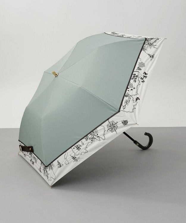 AURORA Beaurance （ビューランス） 切継ぎ刺繍晴雨兼用パラソル（2段折り畳み・トップフラット） ミントグリーン