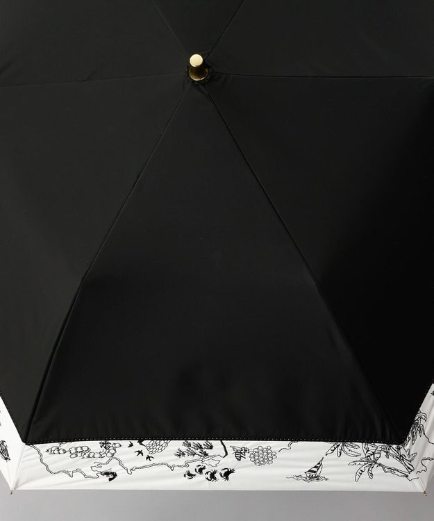 AURORA Beaurance （ビューランス） 切継ぎ刺繍晴雨兼用パラソル（2段折り畳み・トップフラット） ブラック